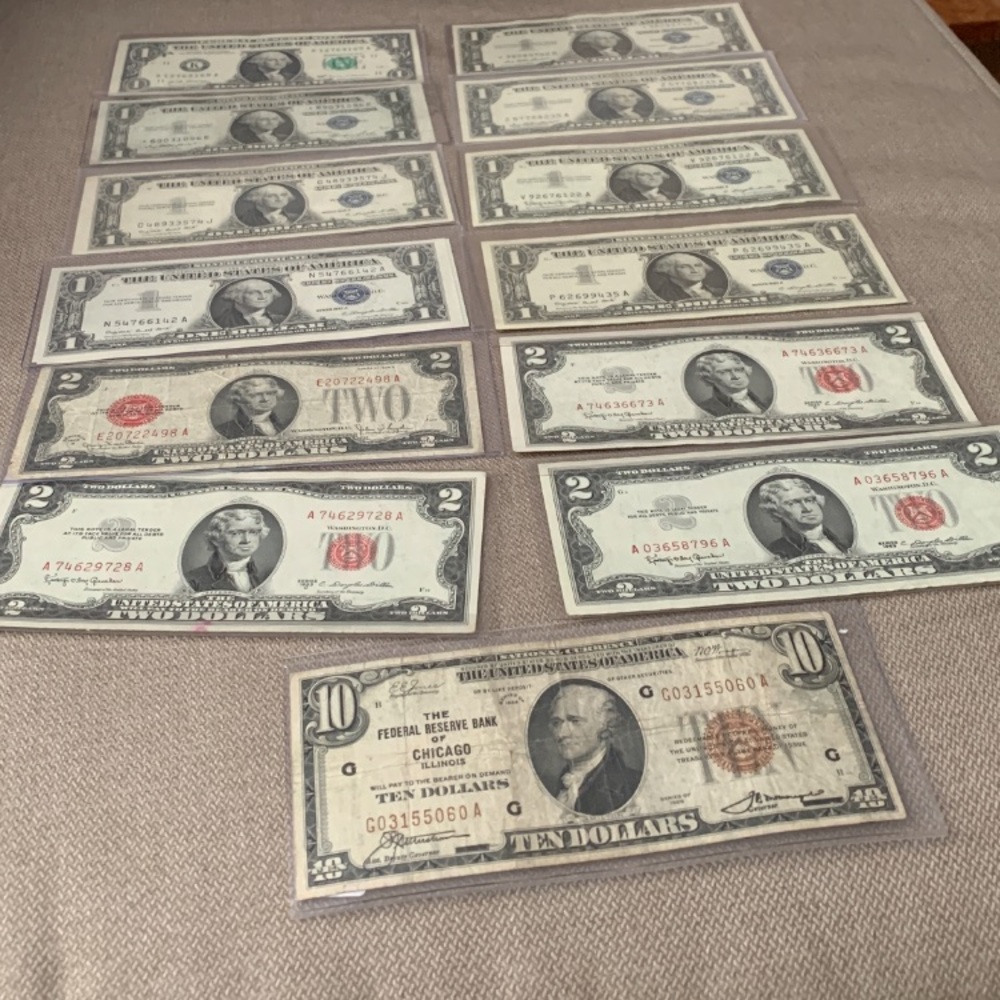 Currency/silver certificates and red stamps
